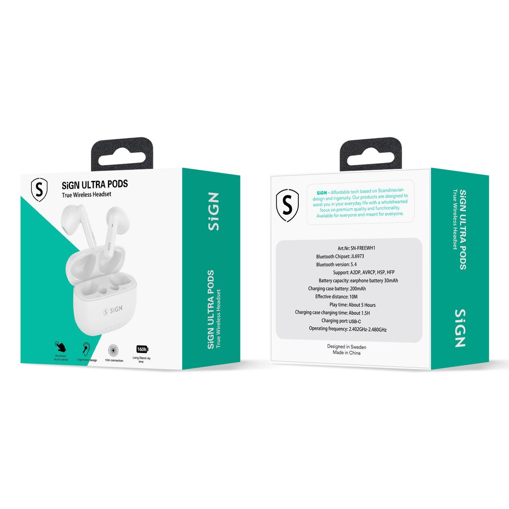 SiGN Ultra Pods langattomat kuulokkeet - valkoinen