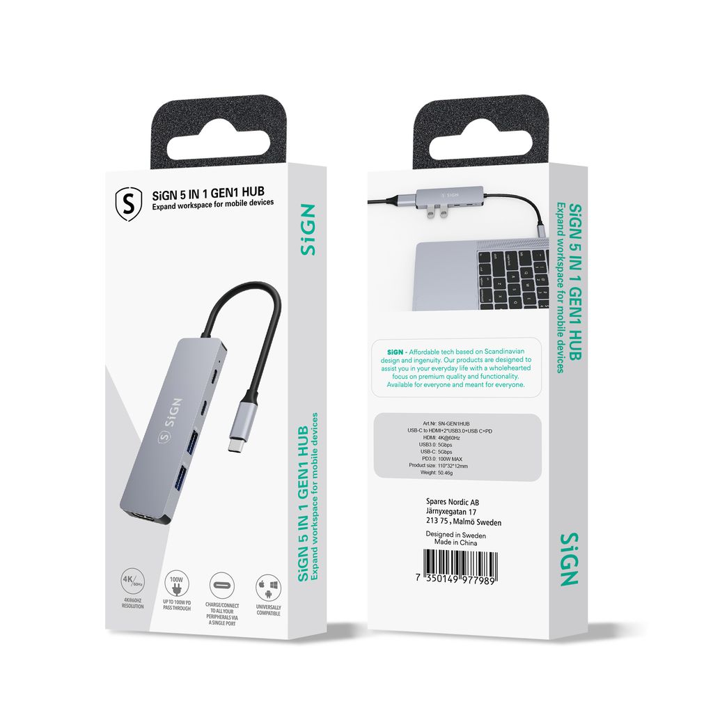 SiGN HUB USB-C till USB-A / USB-C / PD / HDMI