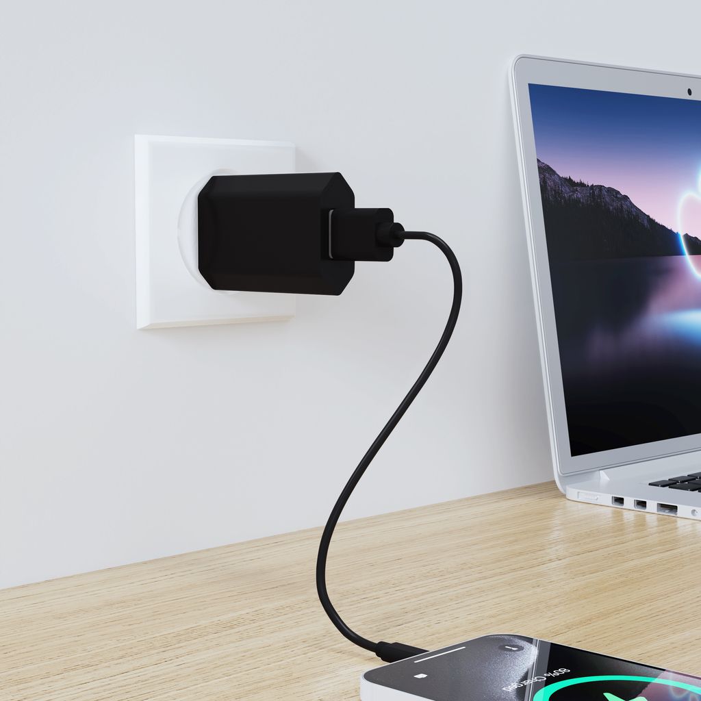 SiGN vegglader for iPhone, Android m.fl. 1A  Svart