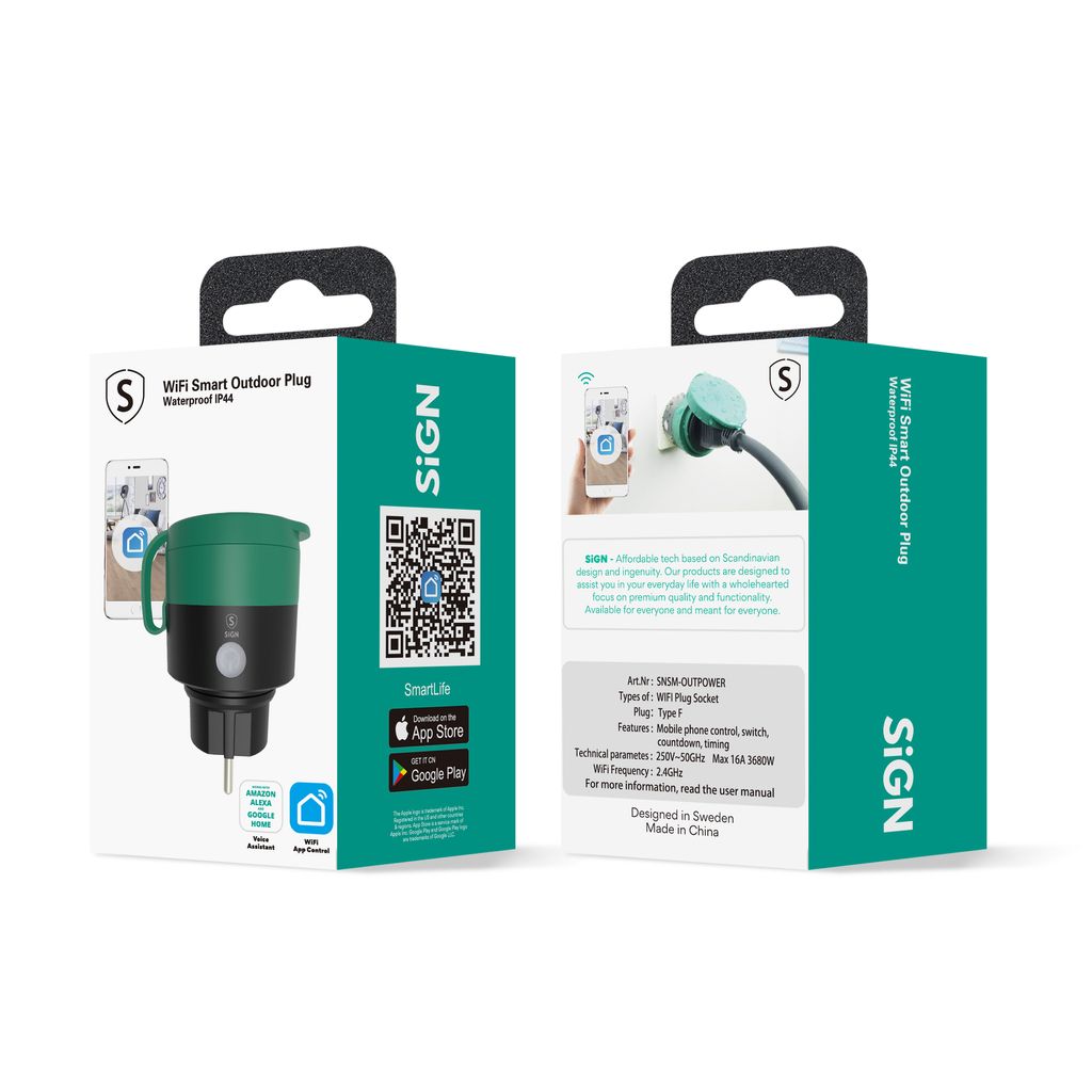 SiGN Smart WiFi Plug Utomhus IP44 16A