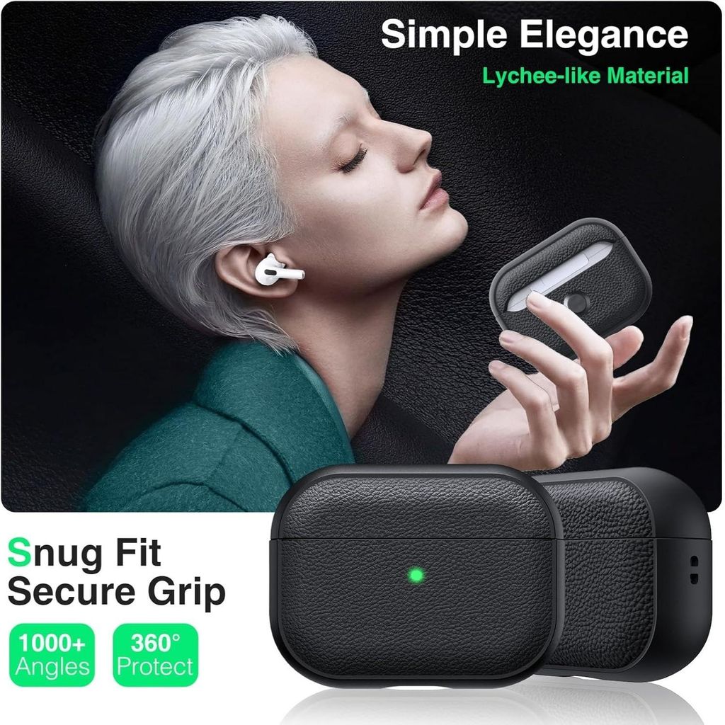 Silikonfodral med Lychee-textur för AirPods Pro 3 – Svart