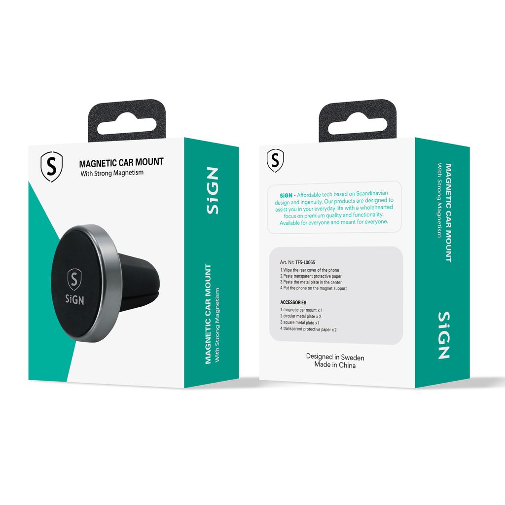 SiGN Magnetisk Mobilhållare Bil Universal - Silver