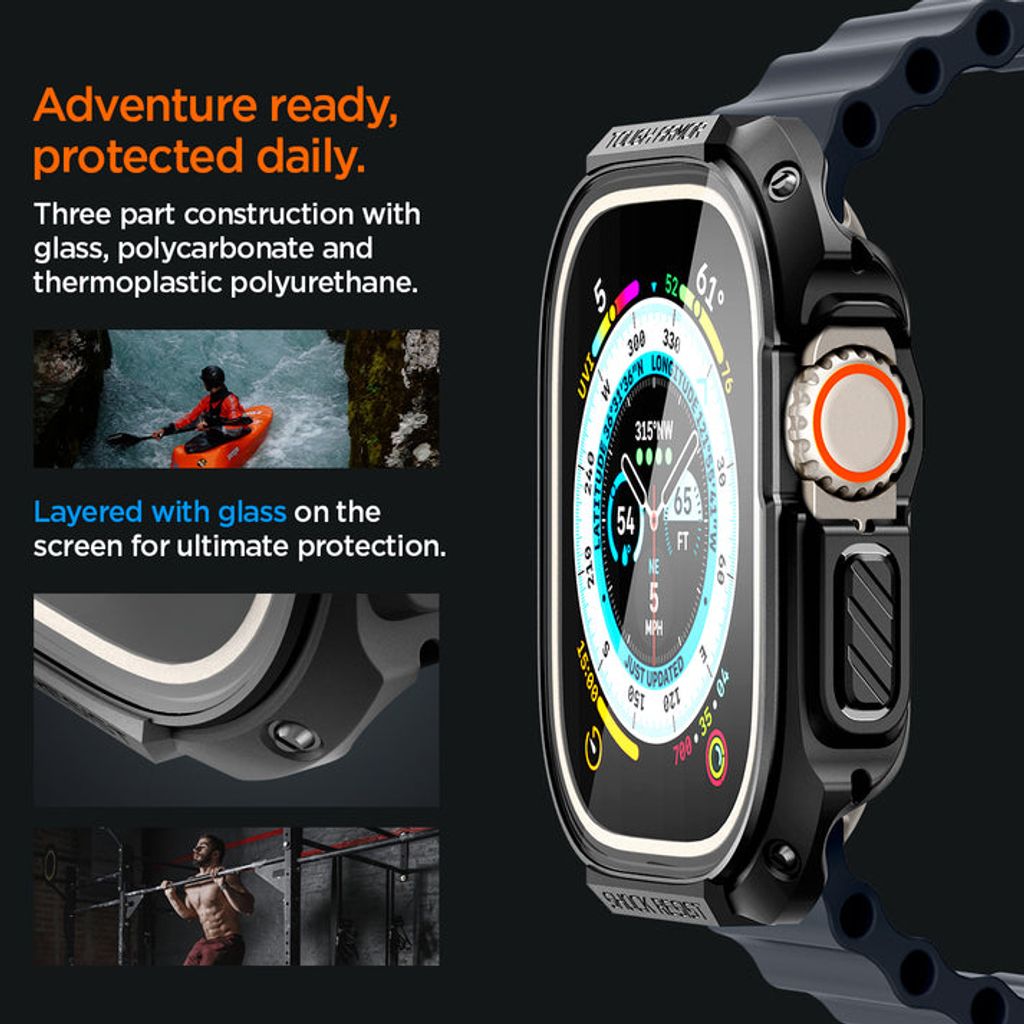 Spigen Apple Watch Ultra 4/3/2/1 49mm kuori Tough Armor - Musta