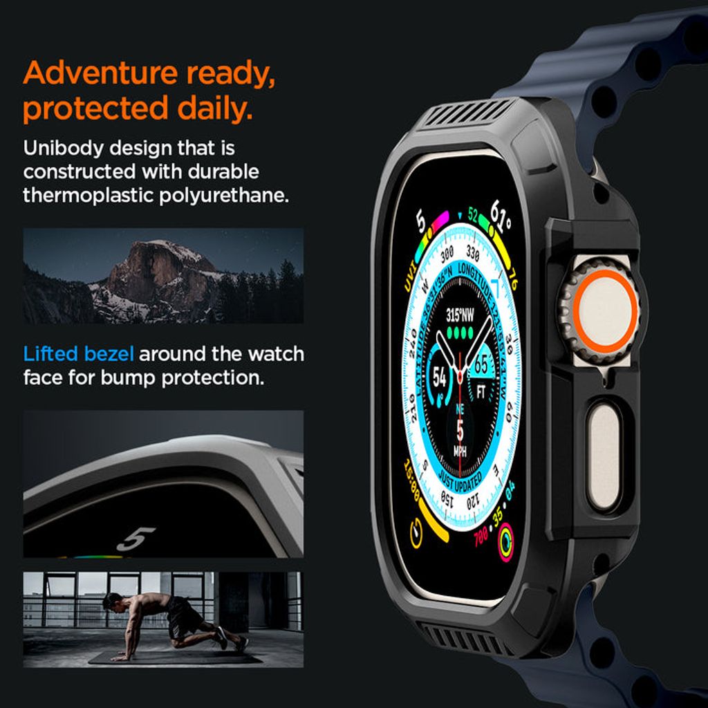 Spigen Apple Watch Ultra 4/3/2/1 49mm kuori Lock Fit - Musta