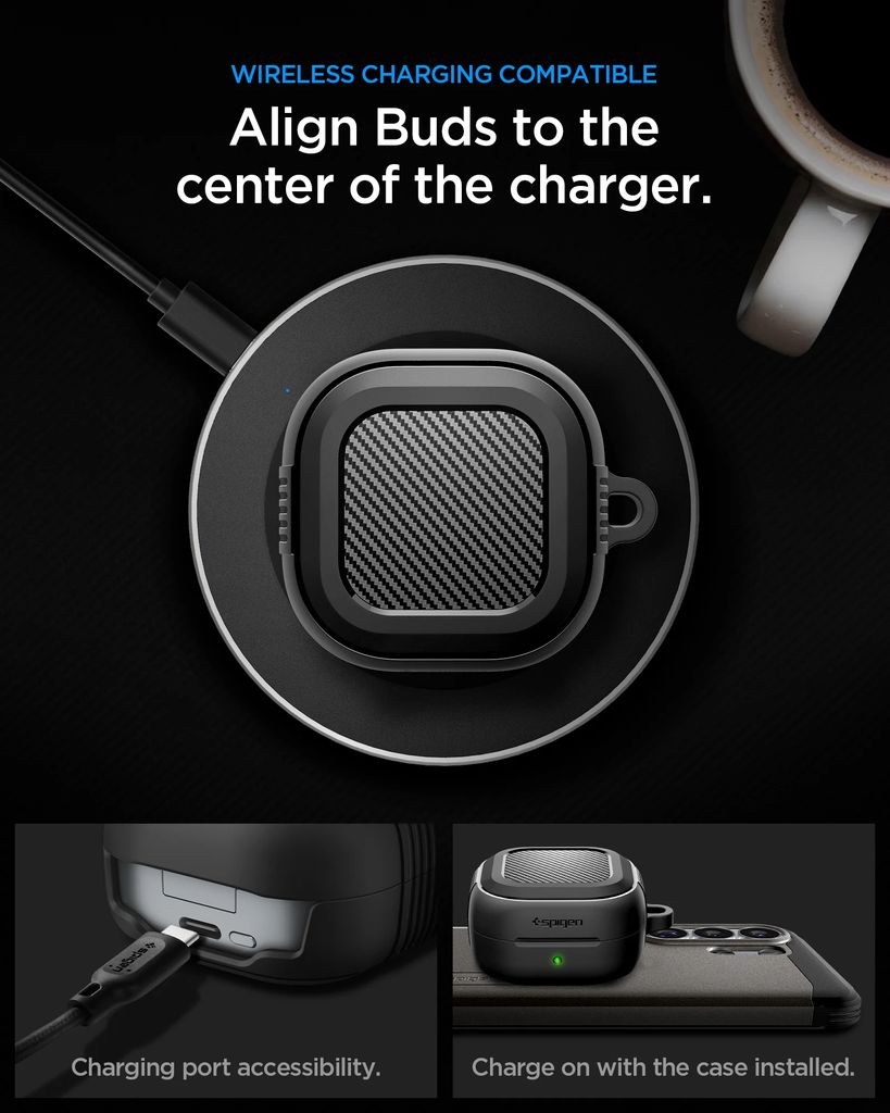 Spigen Rugged Armor Skal til Samsung Galaxy Buds4/4 Pro – Svart