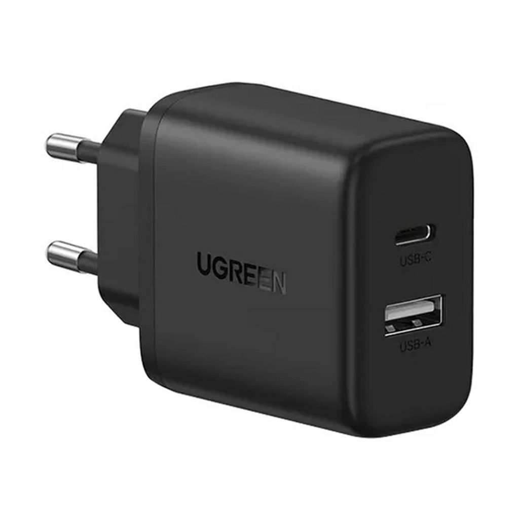 Ugreen X227 20W GaN-vegglader med USB-A og USB-C – svart