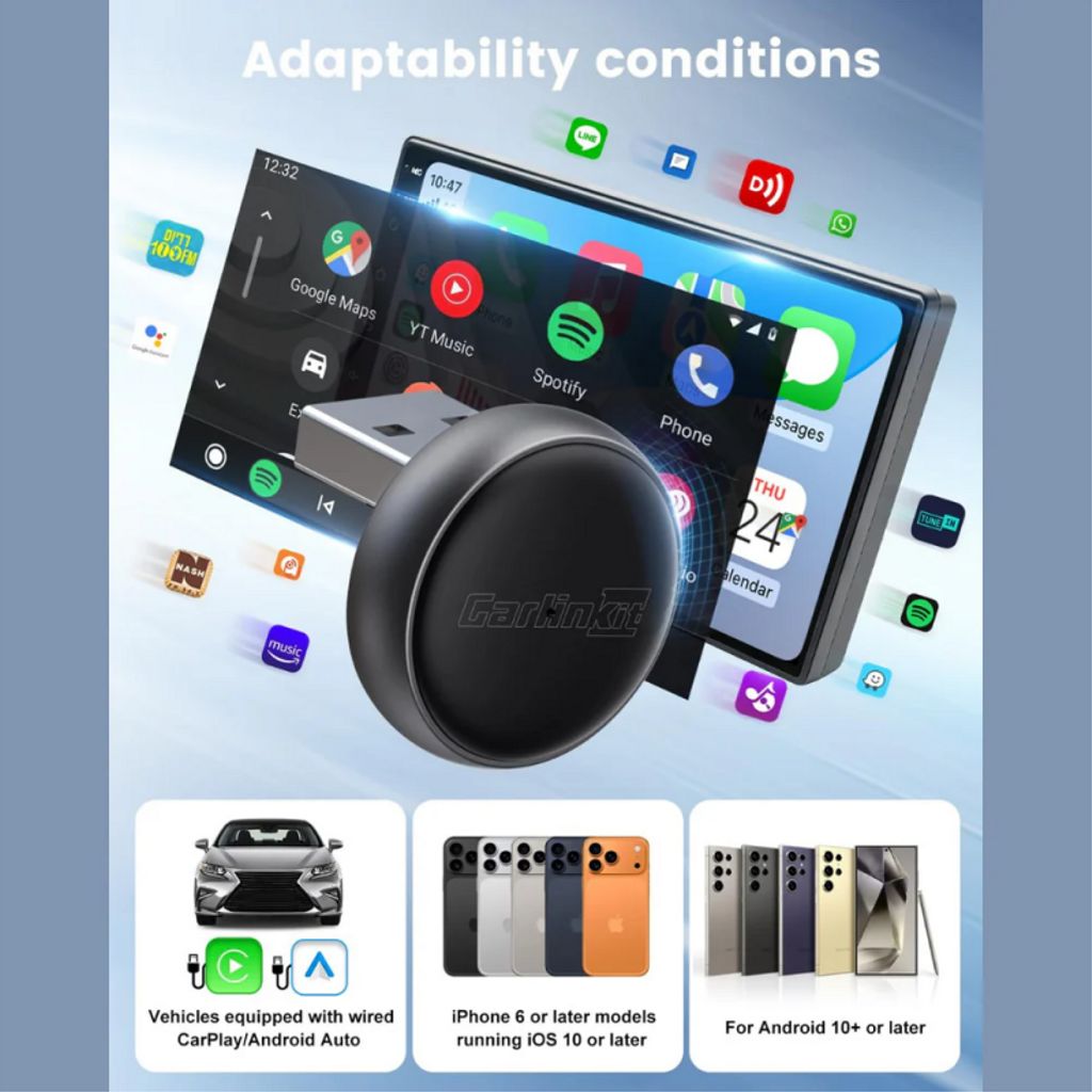 Carlinkit Wireless Carplay / Android Auto Adapter Mini Ultra3 – Svart