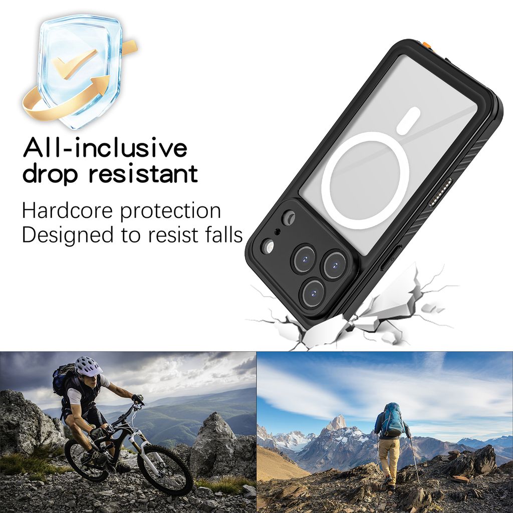 4Smarts Apple iPhone 17 Pro MagSafe-kompatibelt vandtæt cover – sort/gennemsigtig