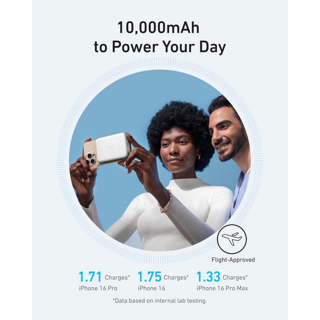 Anker MagGo Slim 10000 mAh Magnetisk Powerbank - 30W, Hvid