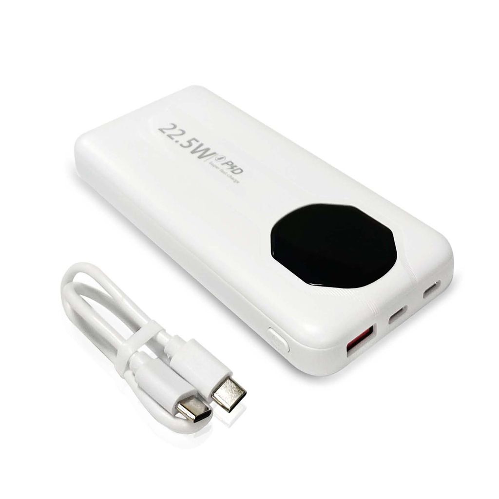 SiGN Kraftig Powerbank med Indbyggede Kabler, 10000mAh - Hvid