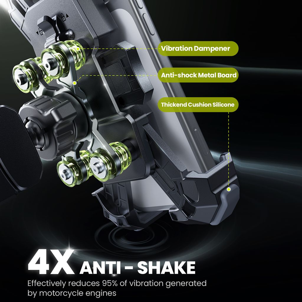 Joyroom JR-ZS598 vibrationsabsorberende telefonholder til cykel - sort