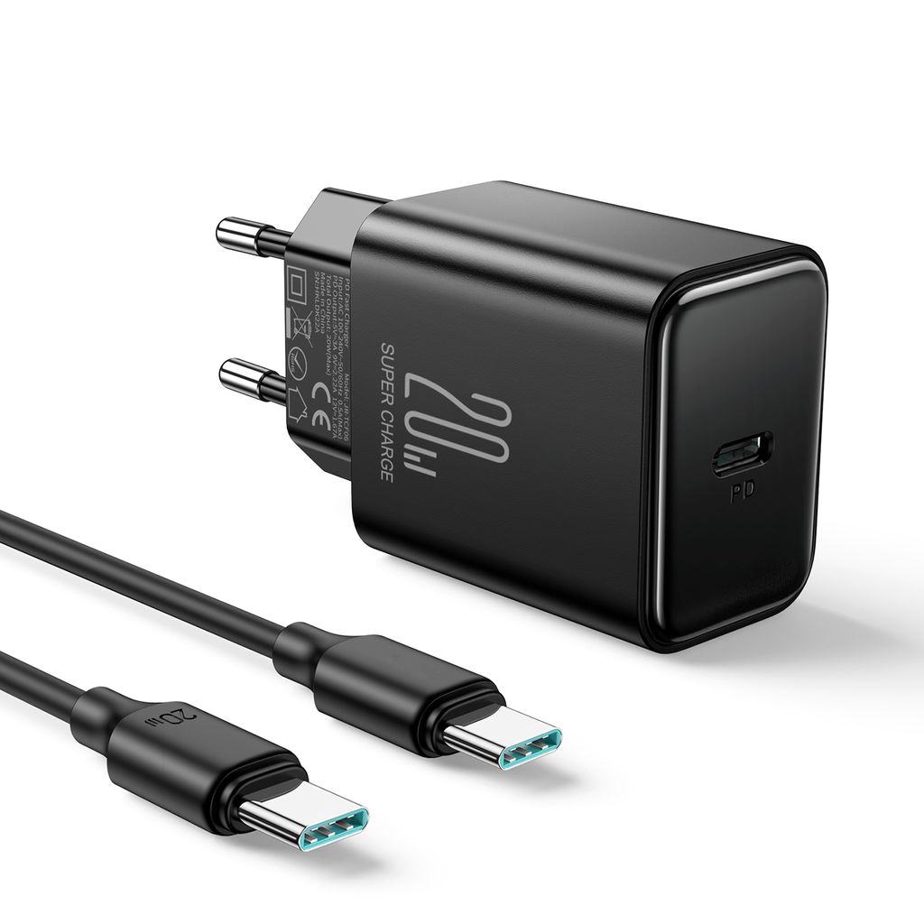 NEXTBATT 20W Fast Charger PD + 60W USB-C Kabel, 1m - Schwarz