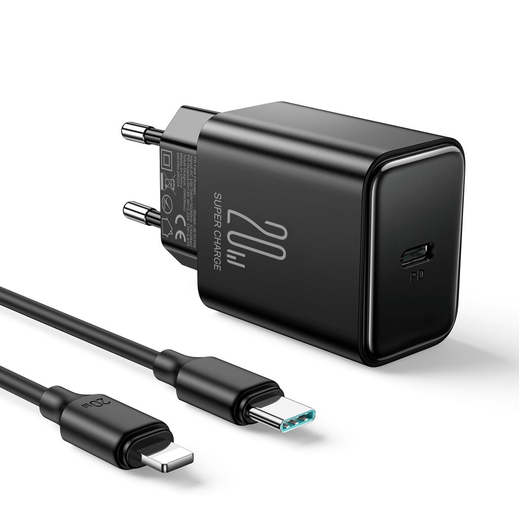 NEXTBATT Lightning till USB-C PD iPhone Snabbladdare 20W med kabel, 1m - Svart