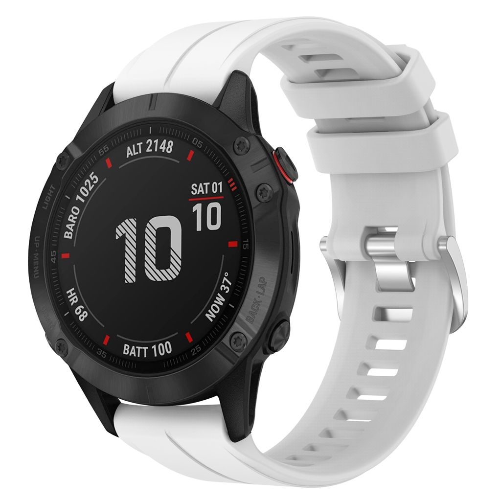 Garmin Fenix 6 Pro GPS Silikon Klokkereim - Hvit