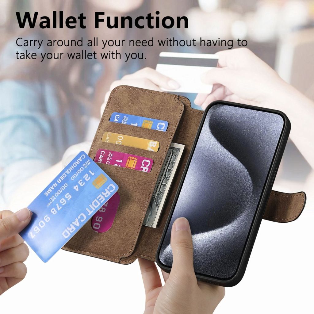 CASENEO iPhone 13 Pro Max Lompakkokotelo Irrotettavalla lompakolla – Ruskea