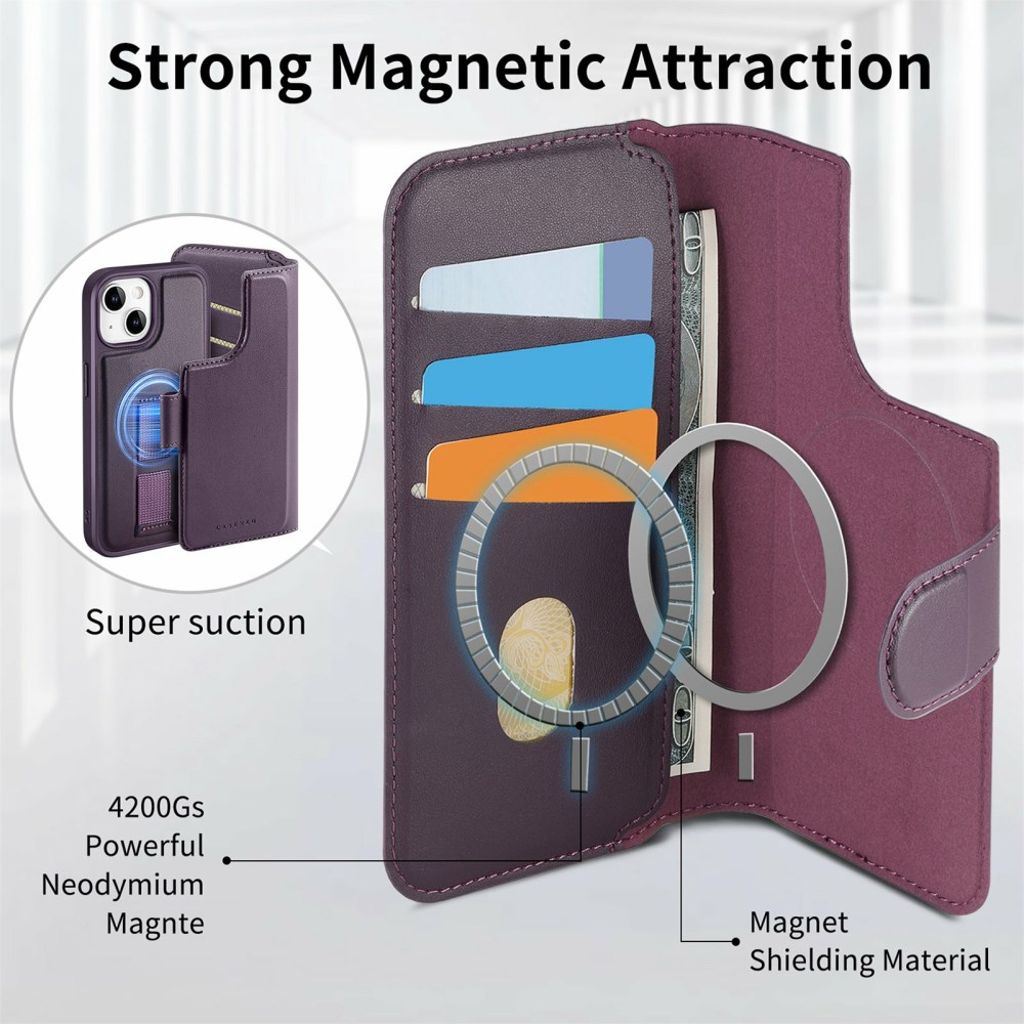CASENEO iPhone 15 MagSafe Wallet Cover – Purple