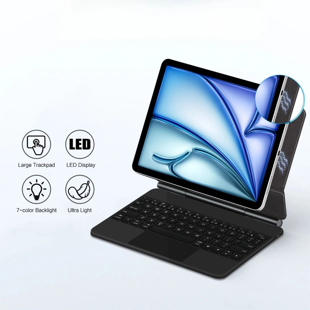 iPad Air/Pro 11" Fodral med Tangentbord med Pogo Pin-anslutning - Svart