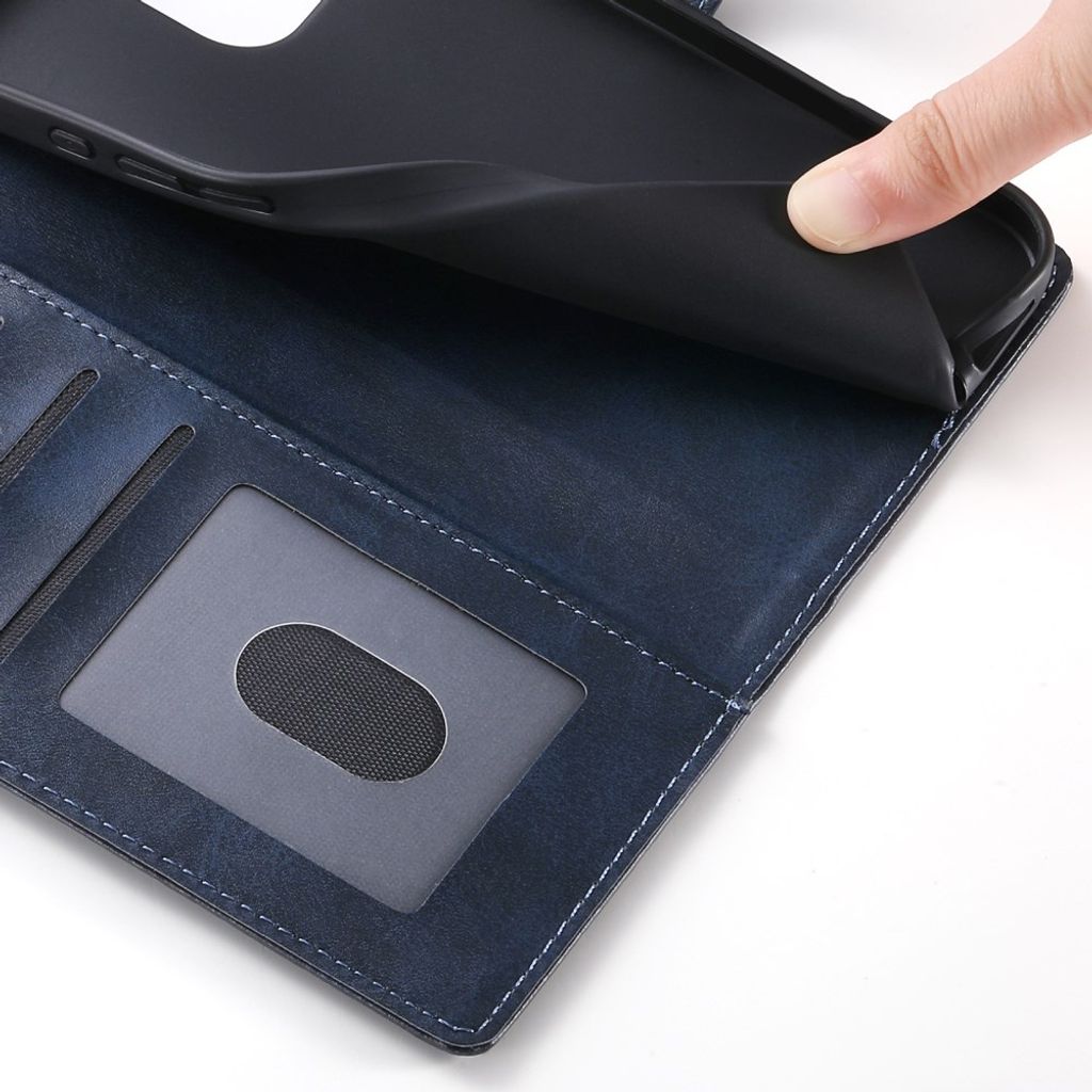 iPhone 18 Pro/17 Pro Plånboksfodral PU-läder med handledsrem – Blå