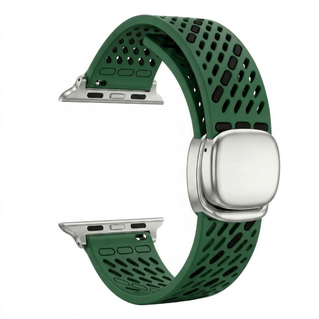 Apple Watch 42 / 41/ 40 / 38mm Klockarmband i Silikon - Armégrön/Svart