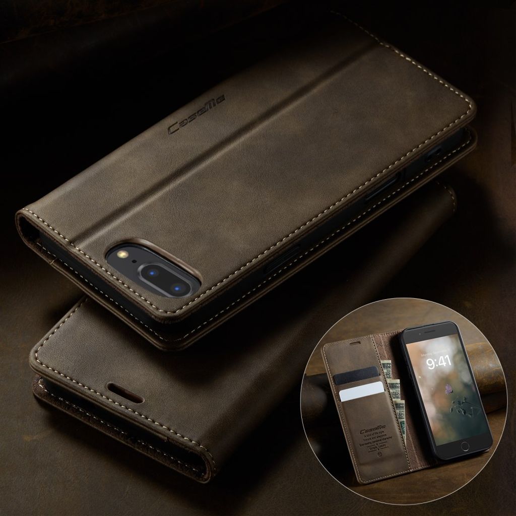 CASEME iPhone 6 Plus / 7 Plus / 8 Plus Fodral med Stativ - Brun