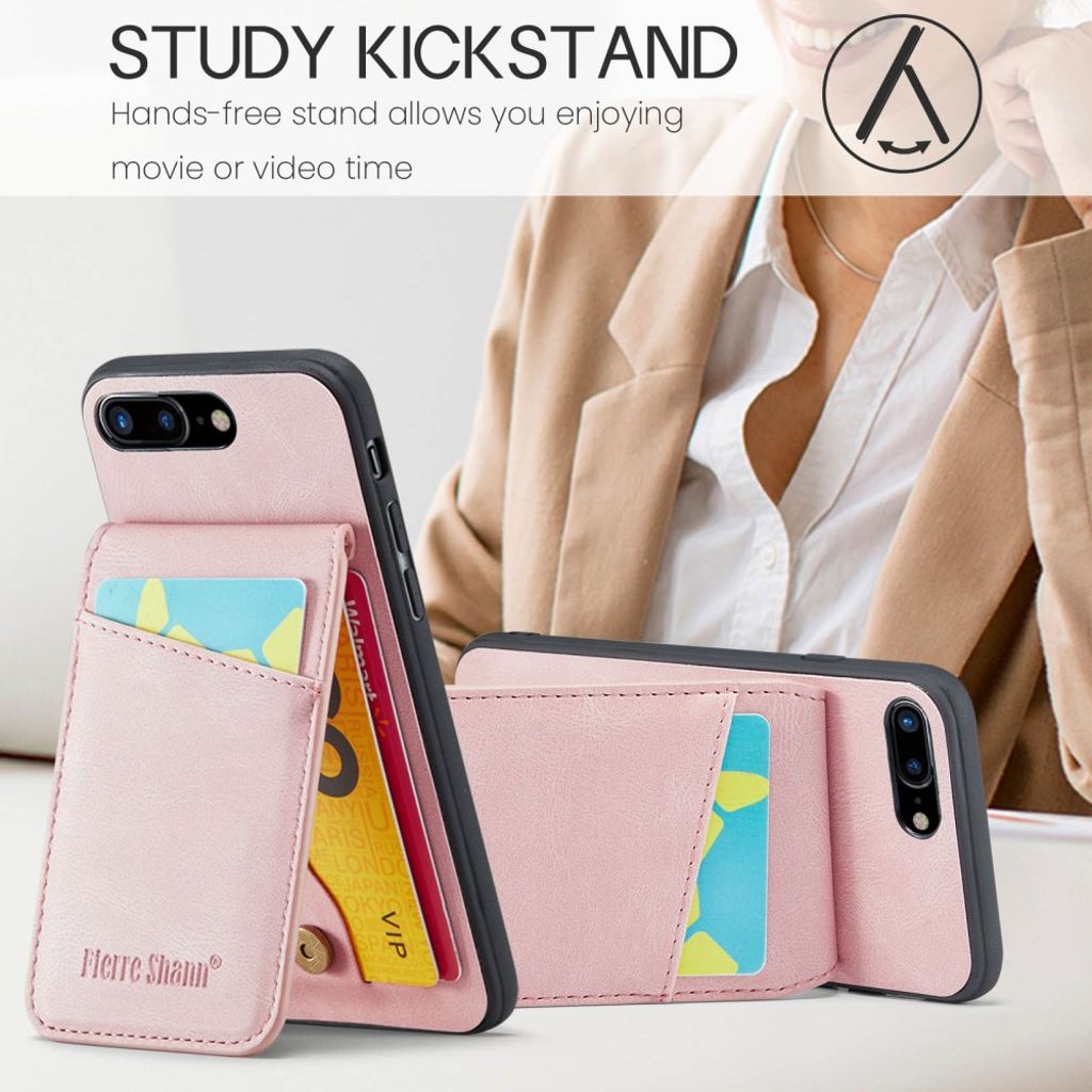 FIERRE SHANN iPhone 7 Plus / 8 Plus Cover med Kortplads - Lyserød