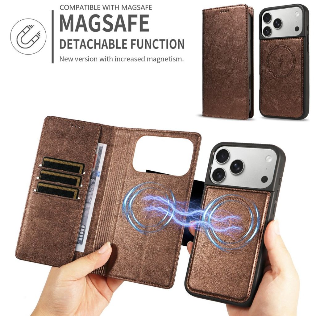 iPhone 18 Pro Max/17 Pro Max Irrotettava MagSafe-lompakkokotelo - Ruskea