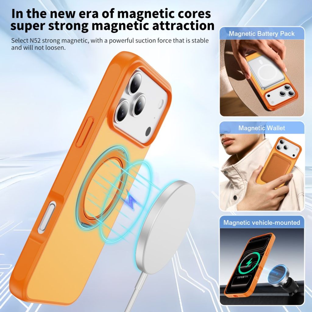 iPhone 18 Pro Max/17 Pro Max MagSafe-deksel med stativ – oransje
