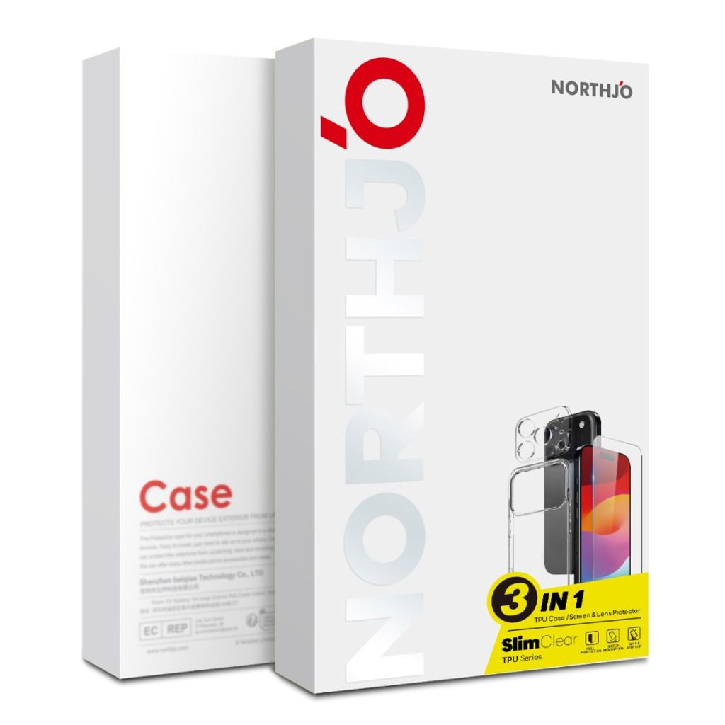NORTHJO iPhone 17 Kuori-setti Näytön- ja Linssinsuojalla – Läpinäkyvä