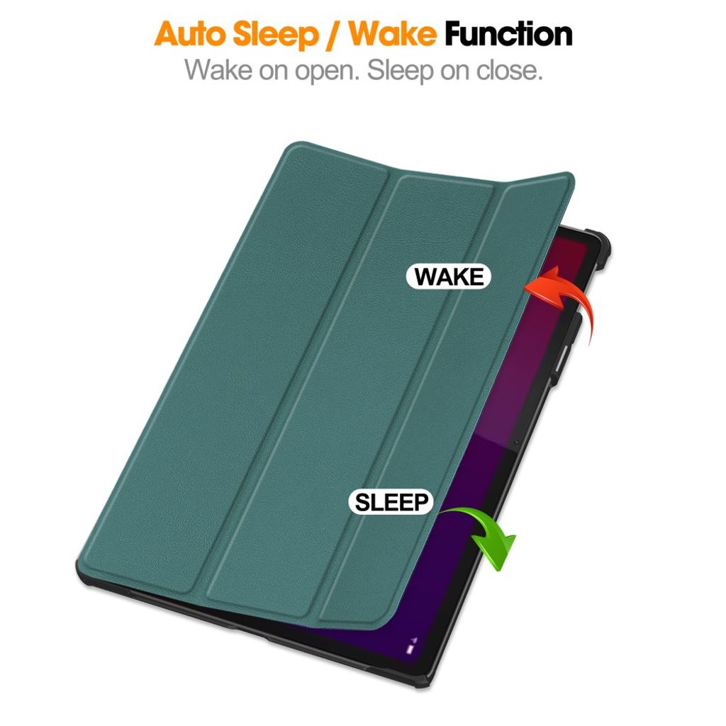 Lenovo Yoga Tab 11.1 Etui Anti-fall PU-lær Tri-Fold - Svartgrønn