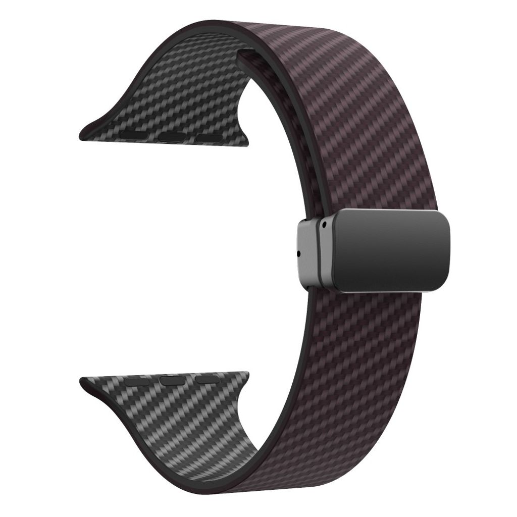 Apple Watch 49 / 46 / 44 / 42mm Klockarmband kolfibertextur - Mörkbrun/Svart