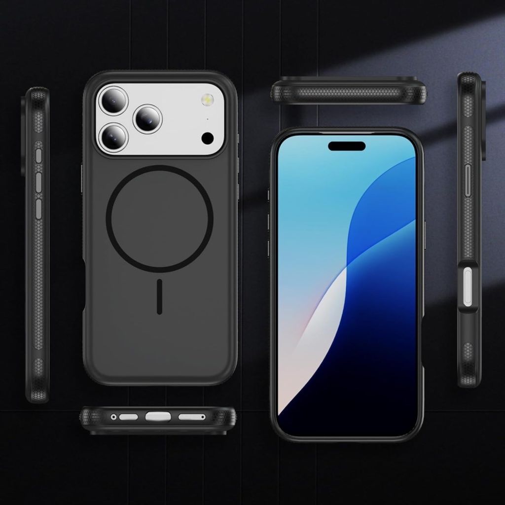 iPhone 18 Pro Max/17 Pro Max-deksel MagSafe-kompatibelt – svart