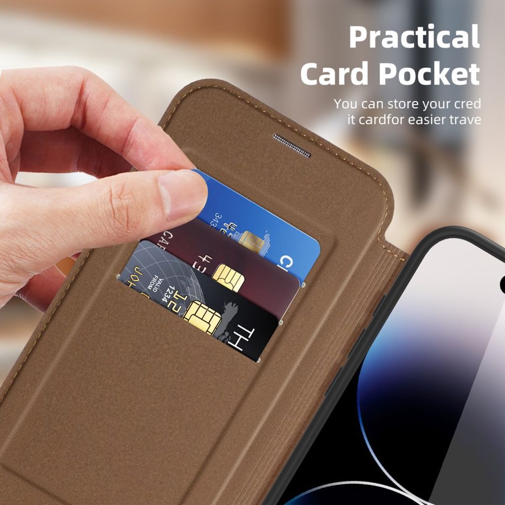 iPhone 14 Pro MagSafe Card Holder Wallet Cover – Brown