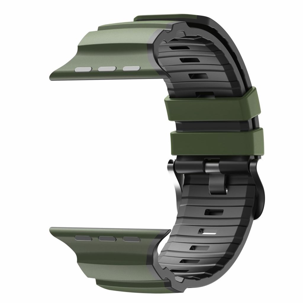 Apple Watch 49/46/44/42mm Tvåfärgat Klockarmband Silikon - Armégrön/Svart