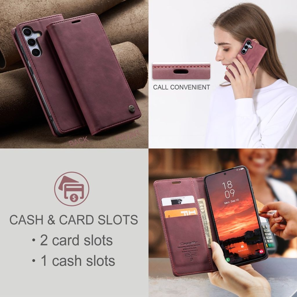 CASEME Samsung Galaxy S25 FE Plånboksfodral med Kortfack - Röd