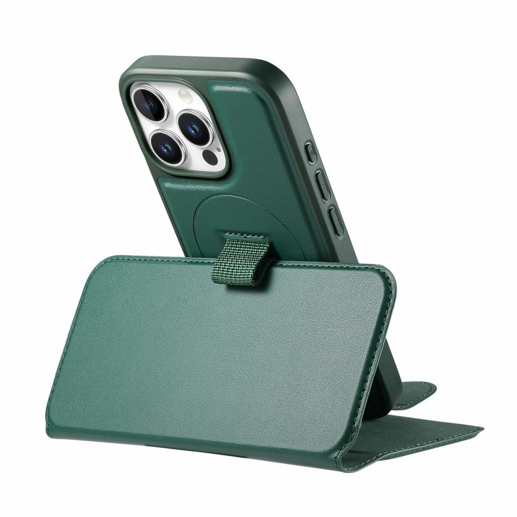 CASENEO iPhone 15 Pro MagSafe Wallet Cover Detachable Wallet - Green