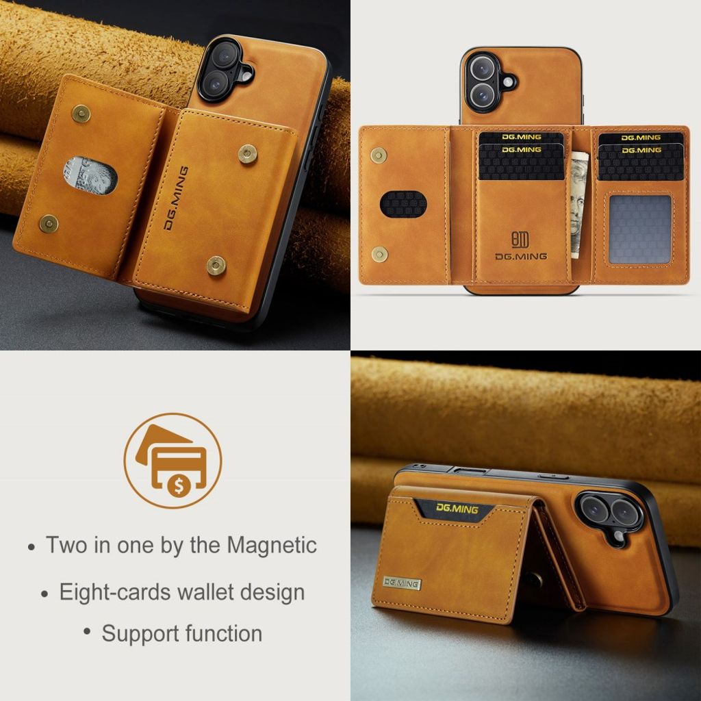 DG.MING iPhone 17 Cover med Pung - Brun