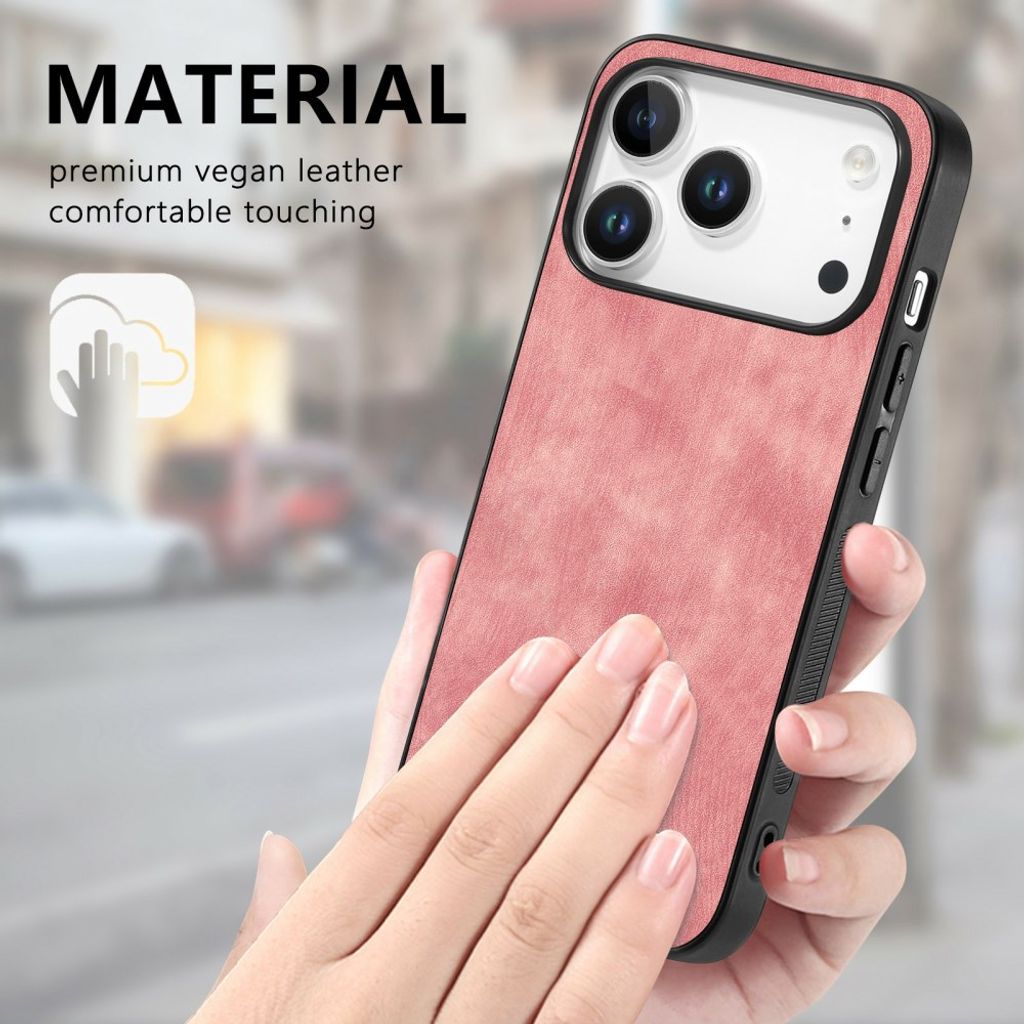 iPhone 18 Pro/17 Pro Kuori PU-nahkaa - Vaaleanpunainen