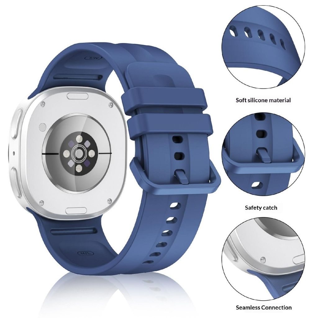 Samsung Galaxy Watch9/8/8 Classic Ensfarget silikon klokkerem L - Blå