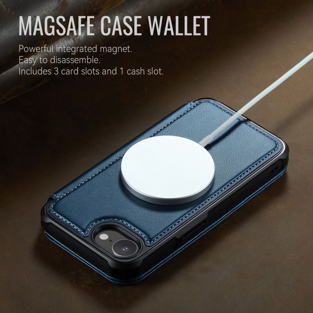 CASEME 053 iPhone 16e/iPhone 17e Lommeboketui MagSafe RFID Blokkerende - Blå