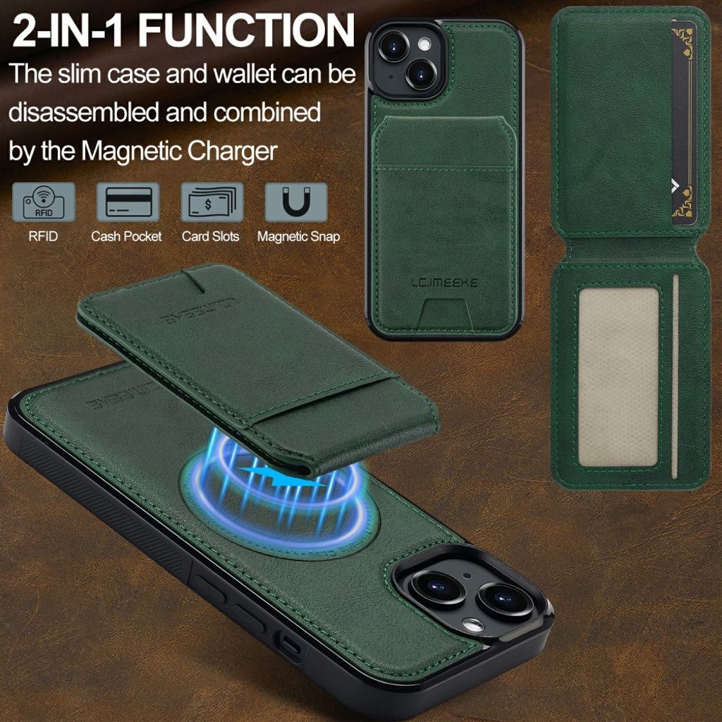 LC.IMEEKE iPhone 15 Plus Kuori MagSafe - Vihreä