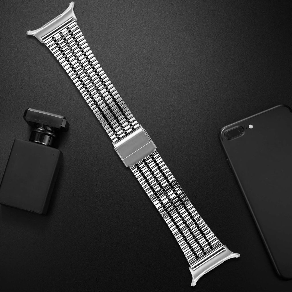 Samsung Galaxy Watch8 44 mm jne. Kellonranneke, Ruostumaton teräs - hopea+musta