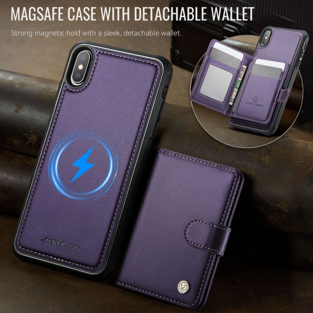 JEEHOOD iPhone XS Max Cover RFID-blokerende Kortholder – Lilla