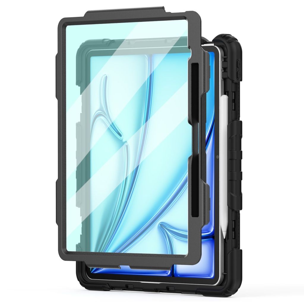 iPad Air 13" 2026/2025/2024 Cover med skærmbeskyttelse og skulderrem - Sort