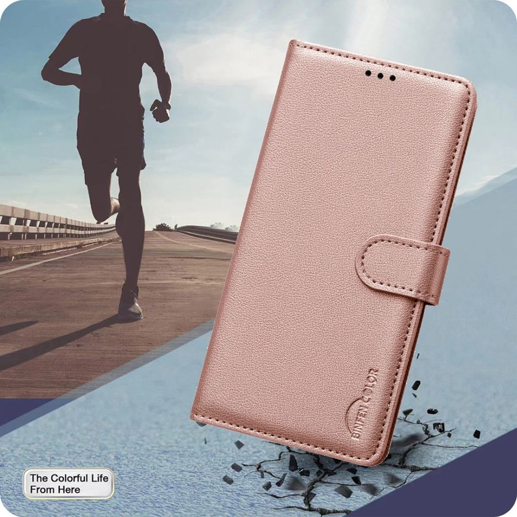 BINFEN COLOR Samsung Galaxy A27 Lommeboketui RFID-blokkering – Rose gull