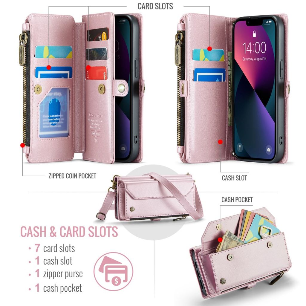 iPhone 13 Wallet Cover Card Slots - Pink