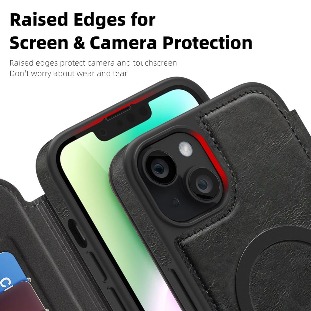 iPhone 14 Plus Lommeboketui MagSafe RFID-blokkerende - Svart