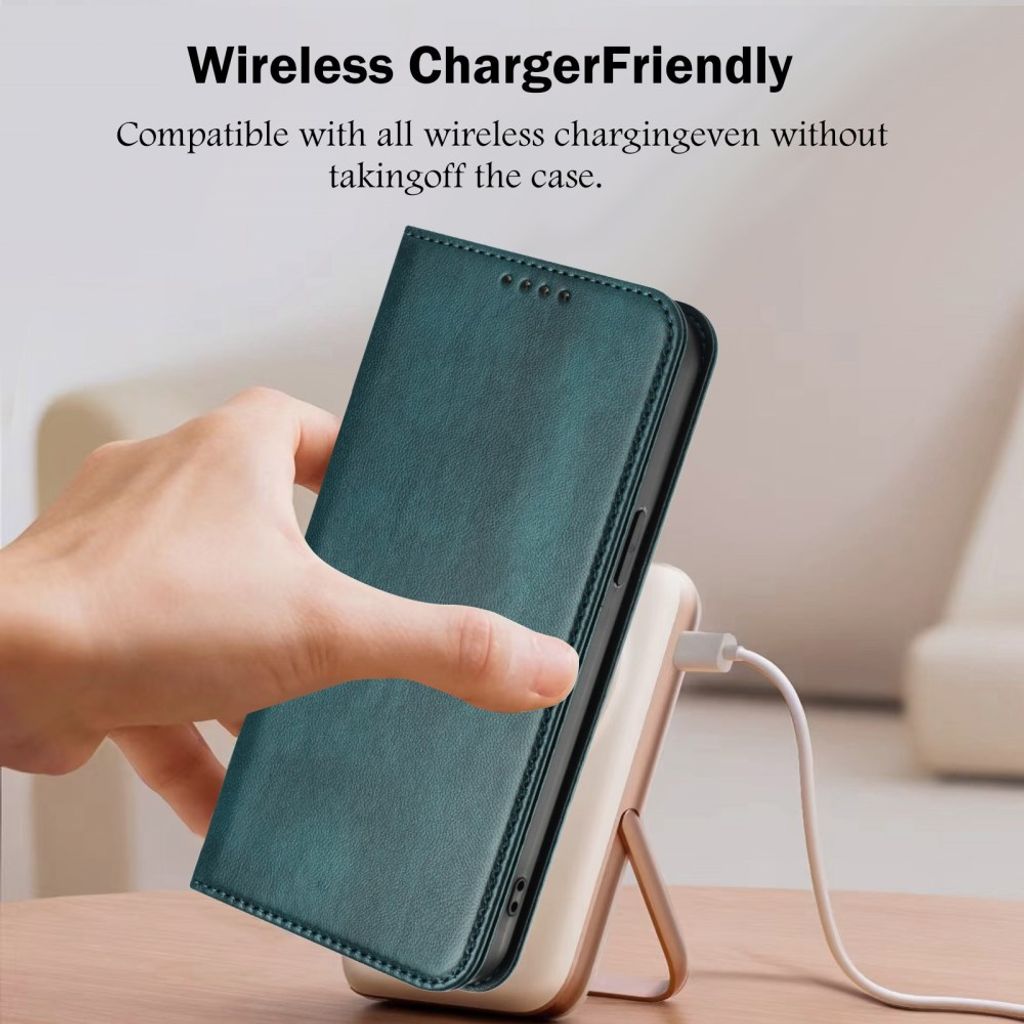 iPhone 18 Pro/17 Pro Flip Cover i PU-læder med RFID-blokering - Mørkgrøn