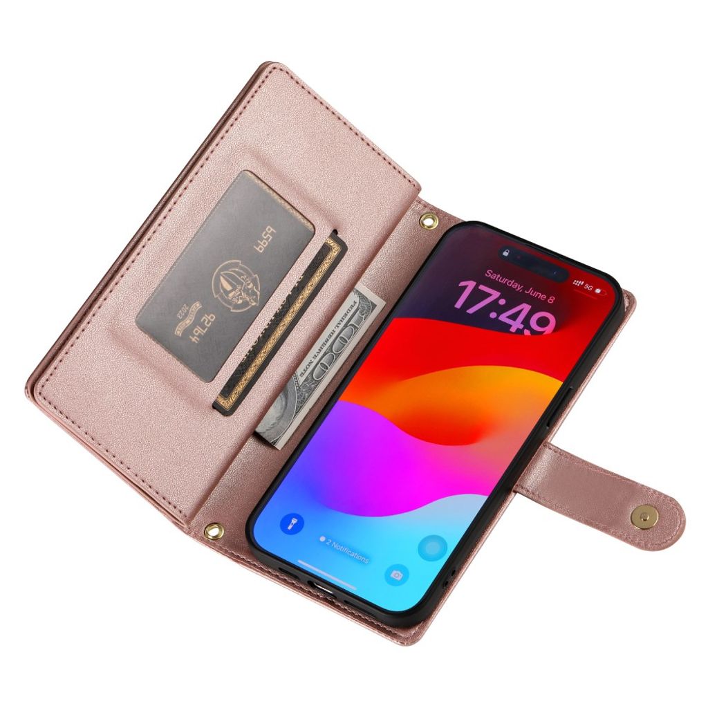iPhone 17 Pro Lompakkokotelo Kantohihna - pinkki