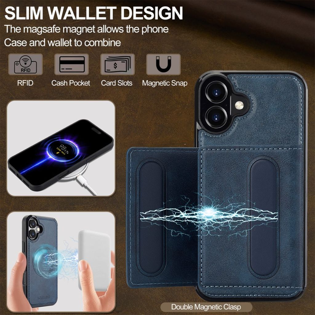 LC.IMEEKE iPhone 17 MagSafe case with wallet - Blue