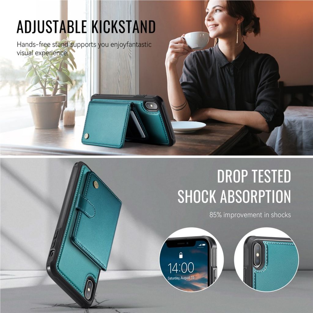 JEEHOOD iPhone XS Max Cover med RFID Kortholder og MagSafe – Grøn